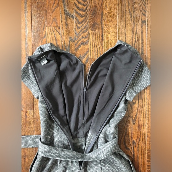 Club Monaco Women’s 00 Black/Gray Tweed Textured Hidden Zipper Cropped Jumpsuit - Picture 14 of 15